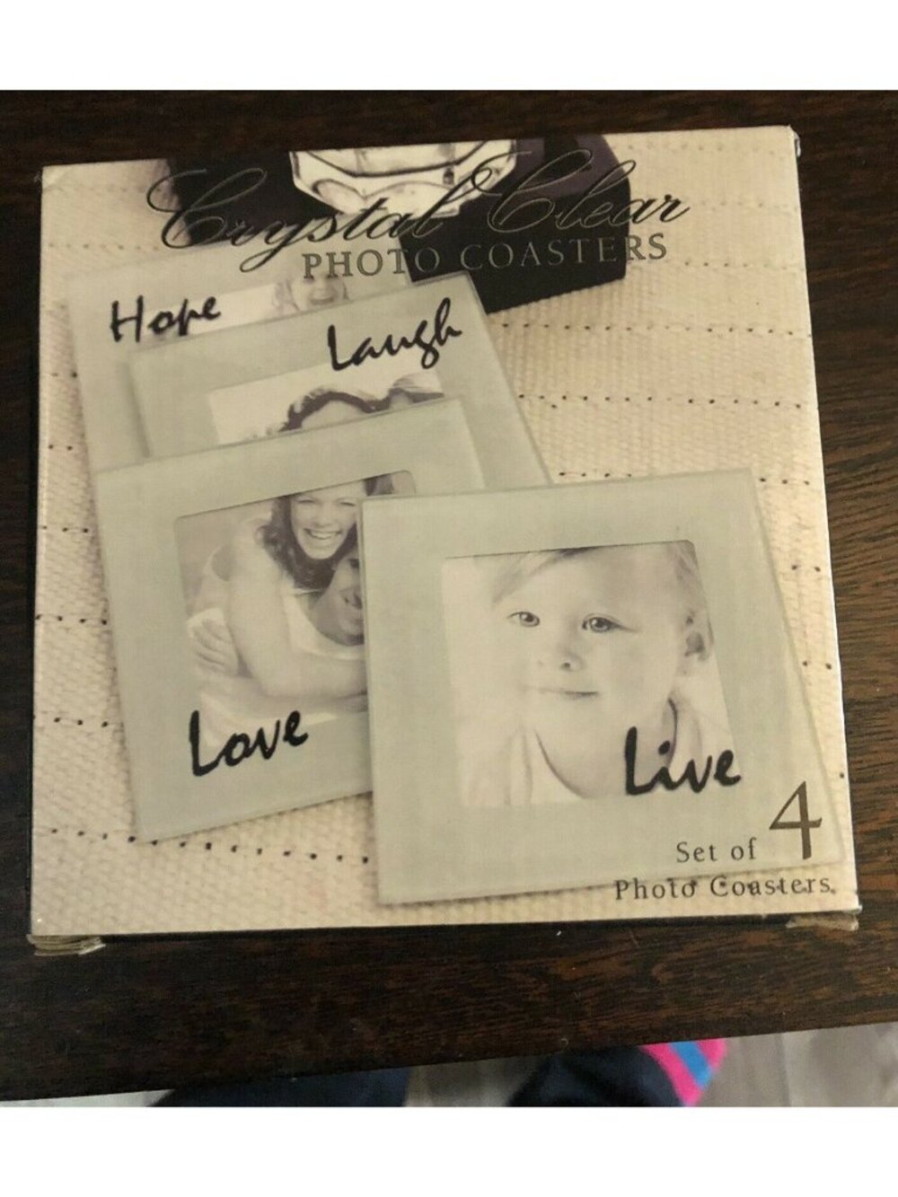 Crystal Clear Photo Coasters Live Love Laugh Home Decor